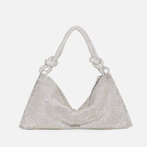 Cult Gaia Nala Rhinestone Shoulder Bag – Silver – Like New